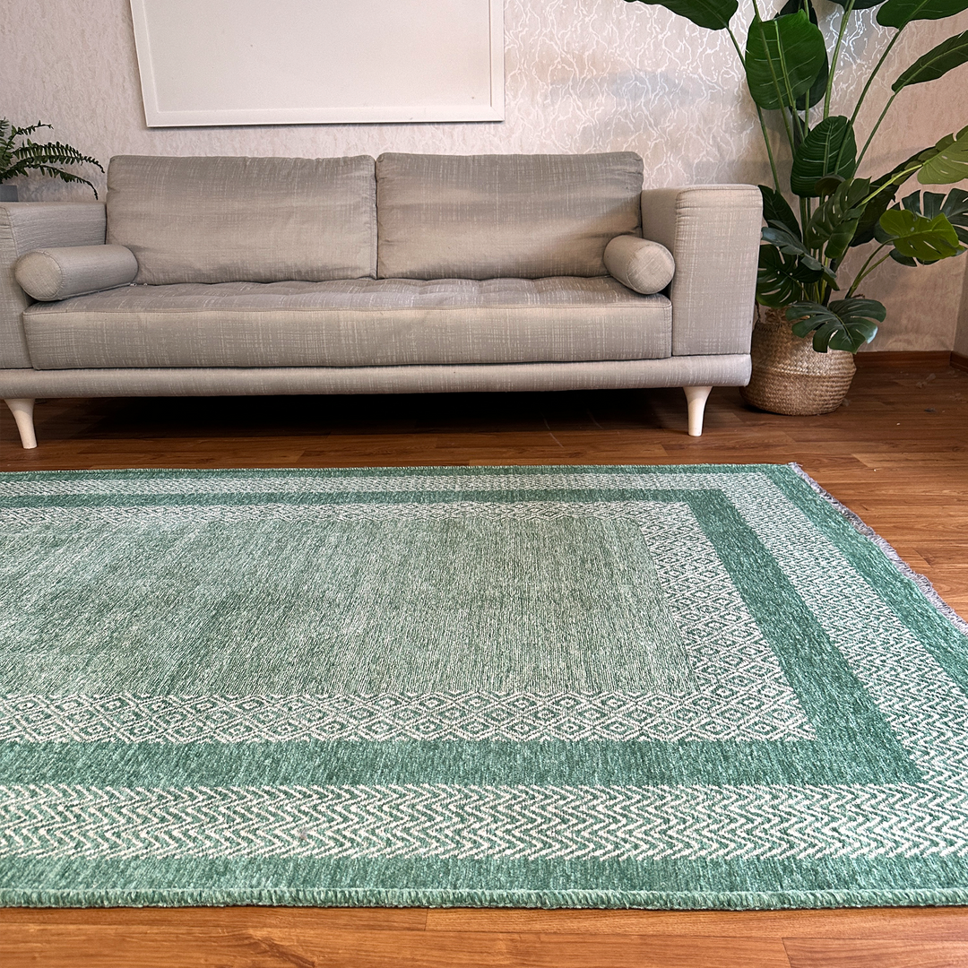 Scandinavian Teal Blue Washable Area Rugs