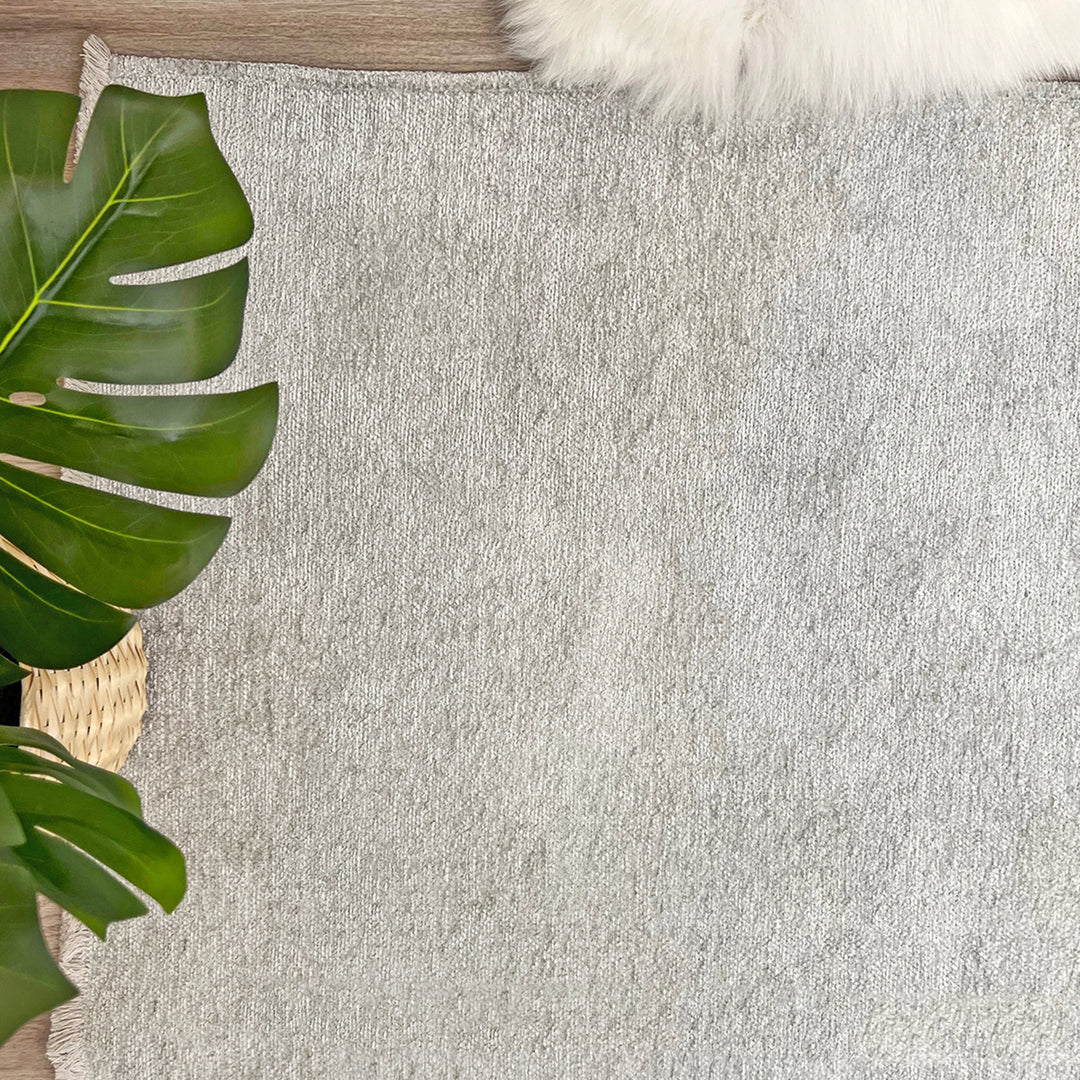 Solid Silver Gray Washable Area Rugs