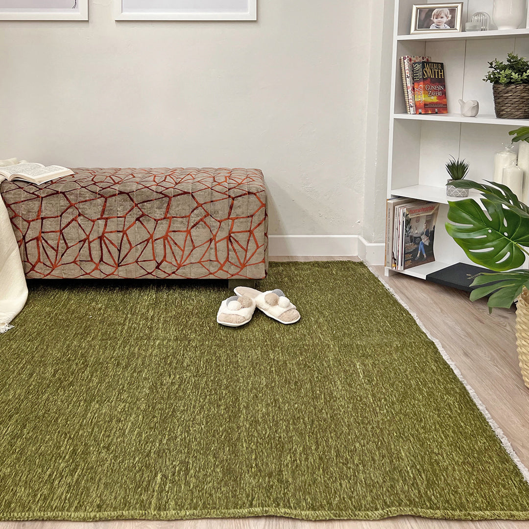 Solid Green Washable Area Rugs