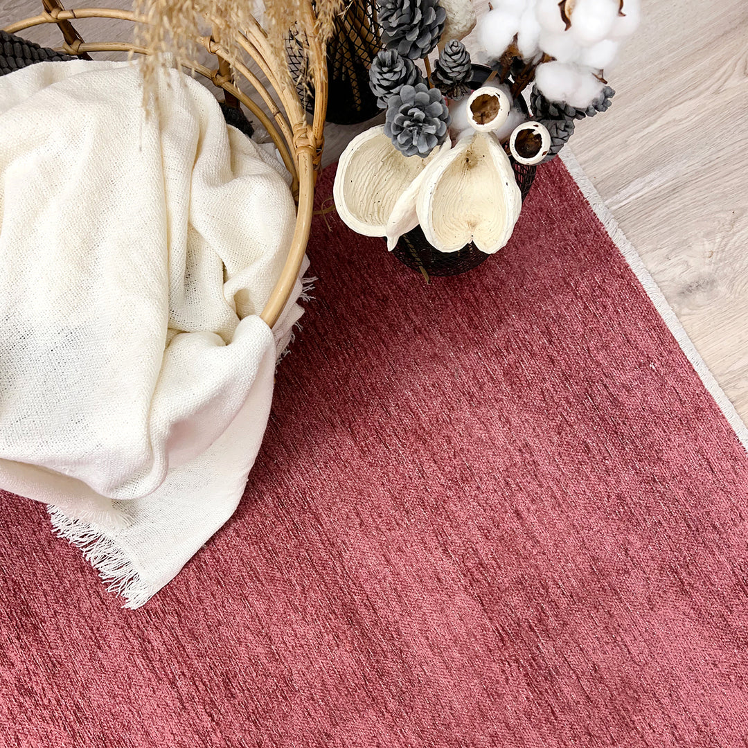 Solid Pink Washable Area Rugs