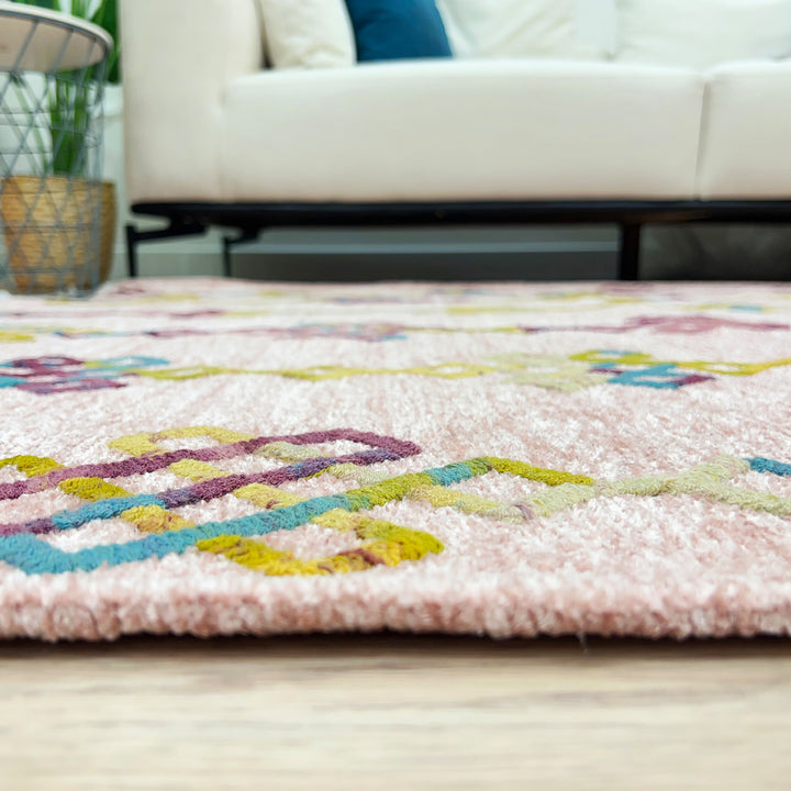 Boho Moroccan Pink Washable Area Rugs