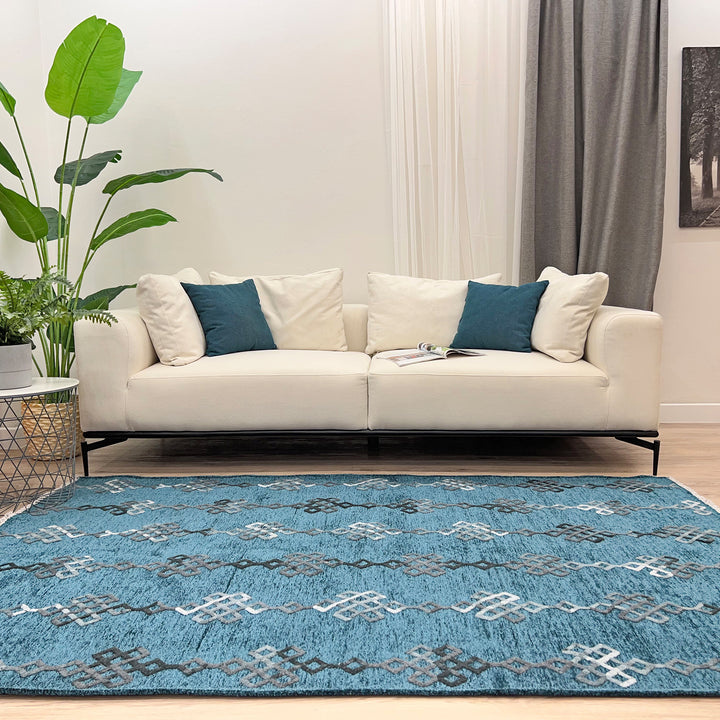 Boho Moroccan Bluish Gray Washable Area Rugs