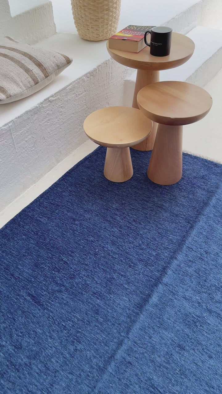 Solid Dark Blue Washable Area Rugs