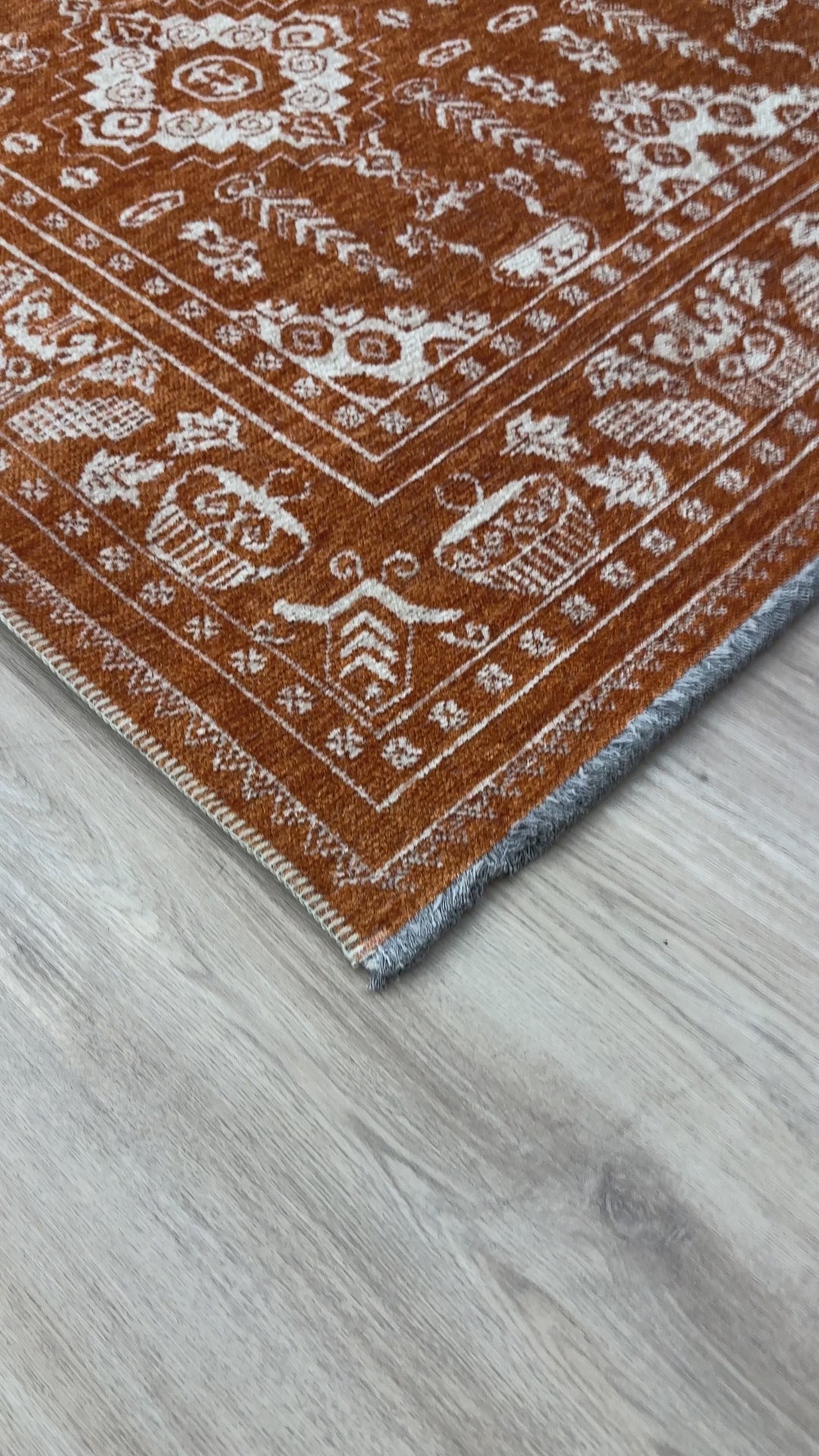 Vintage Orange Cream Washable Area Rugs