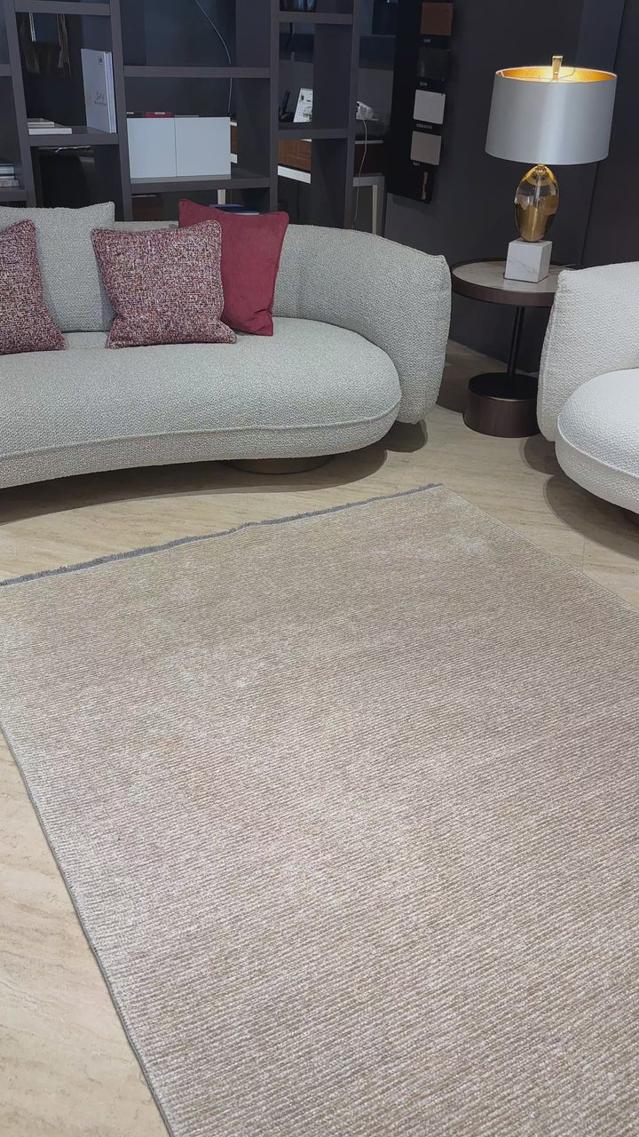 Solid Beige Washable Area Rugs