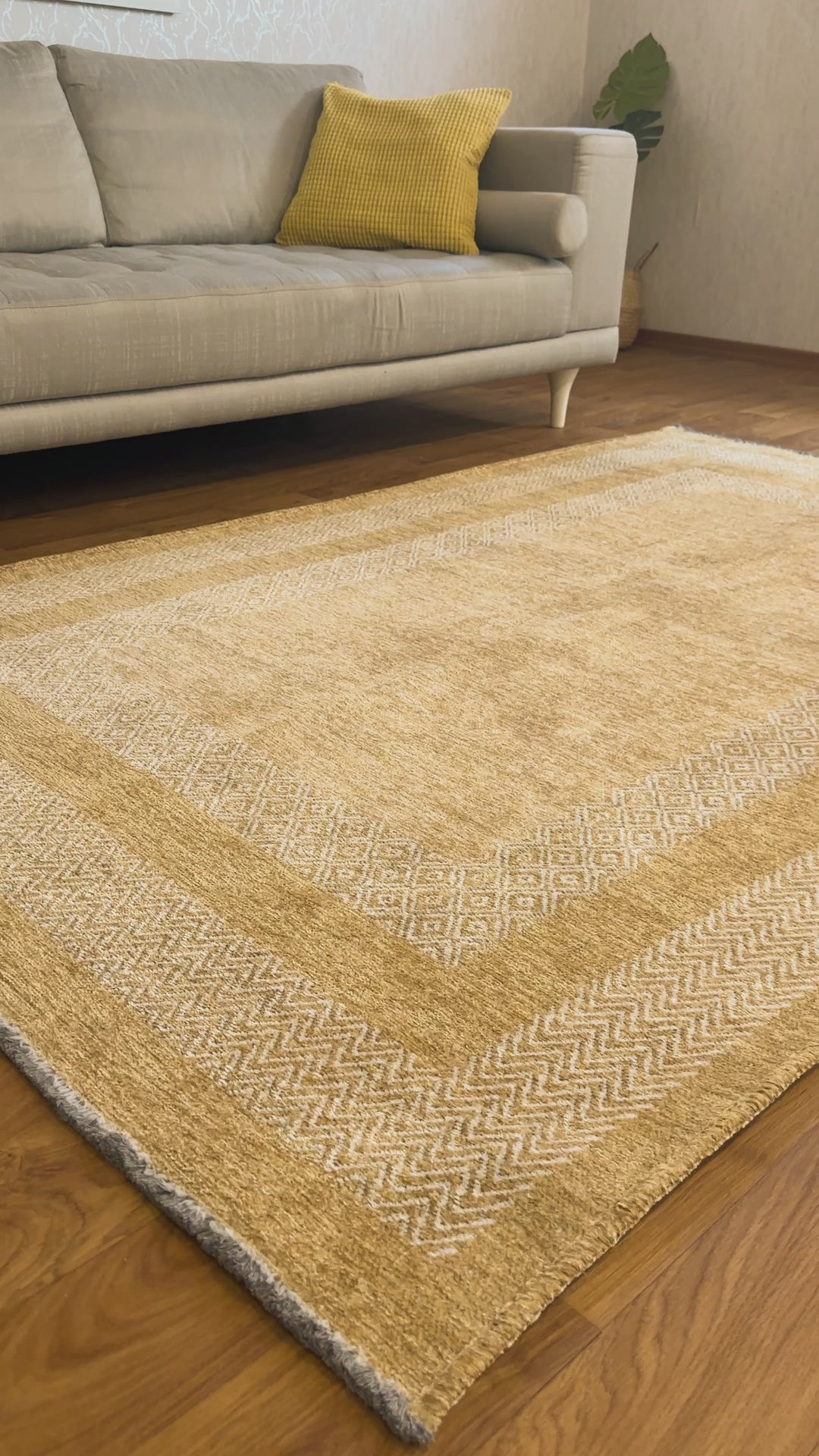 Scandinavian Amber Gold Washable Area Rugs