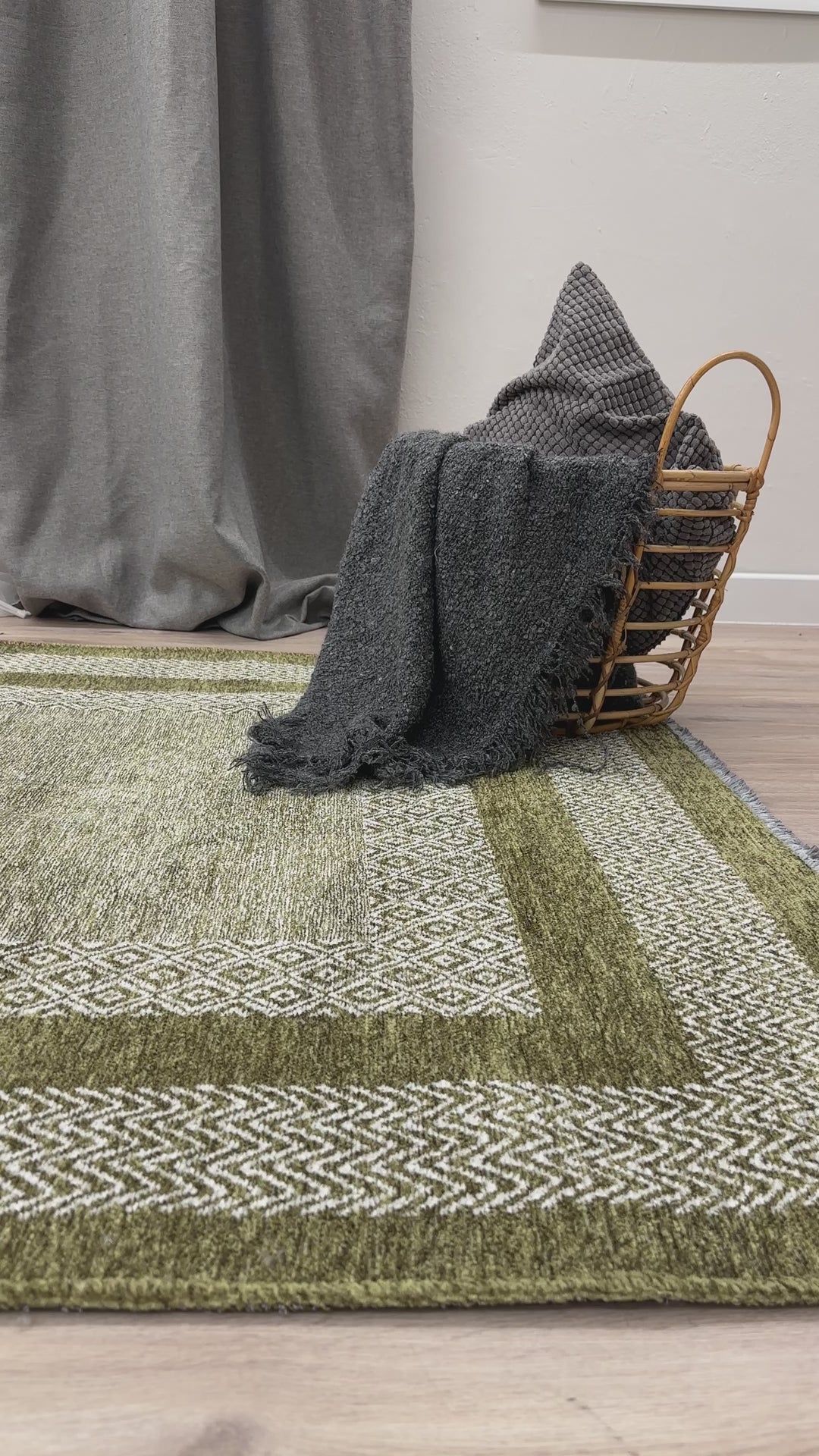 Scandinavian Green Washable Area Rugs