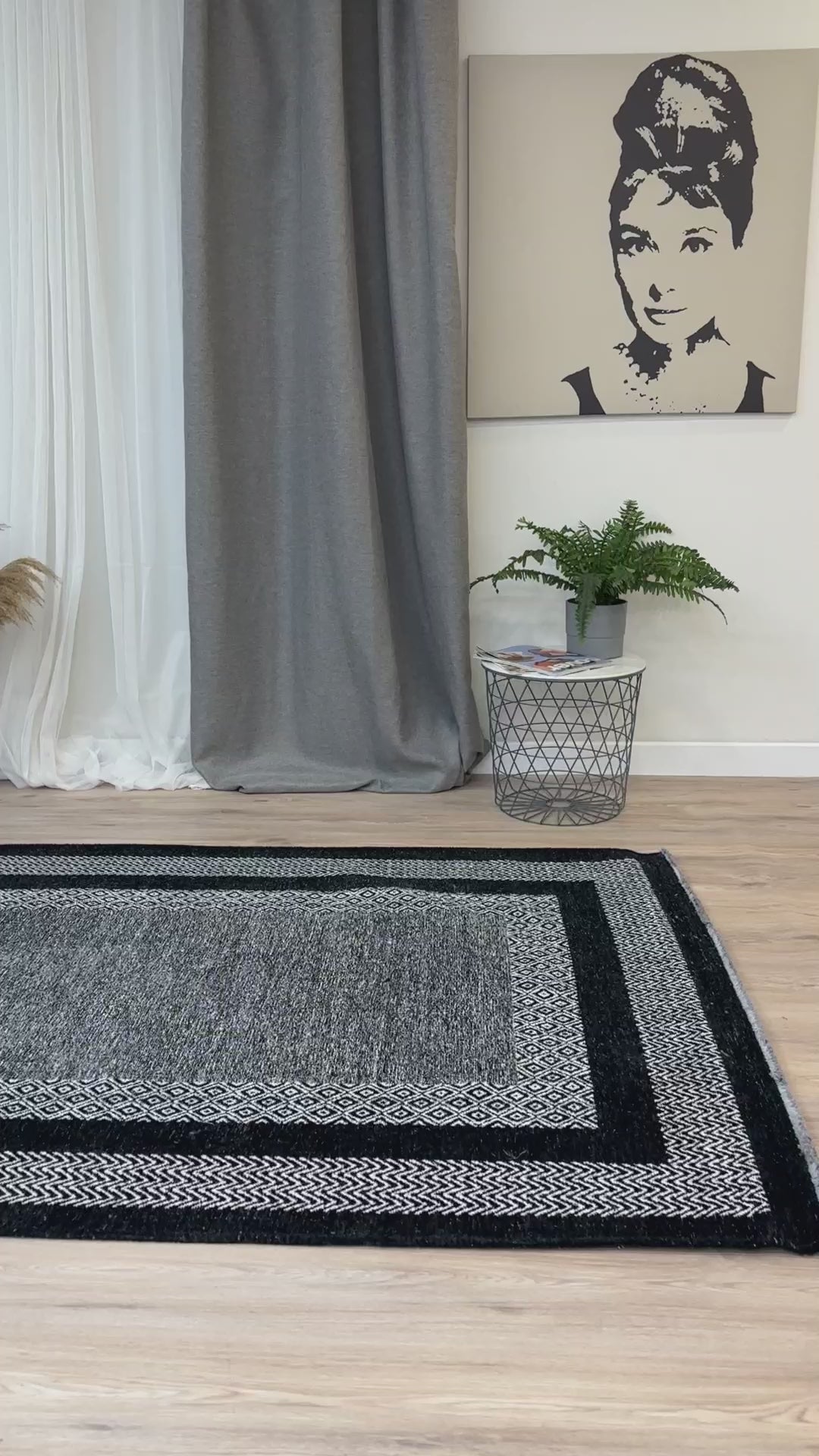 Scandinavian Black Washable Area Rugs