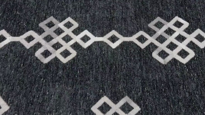 Boho Moroccan Black Washable Area Rugs