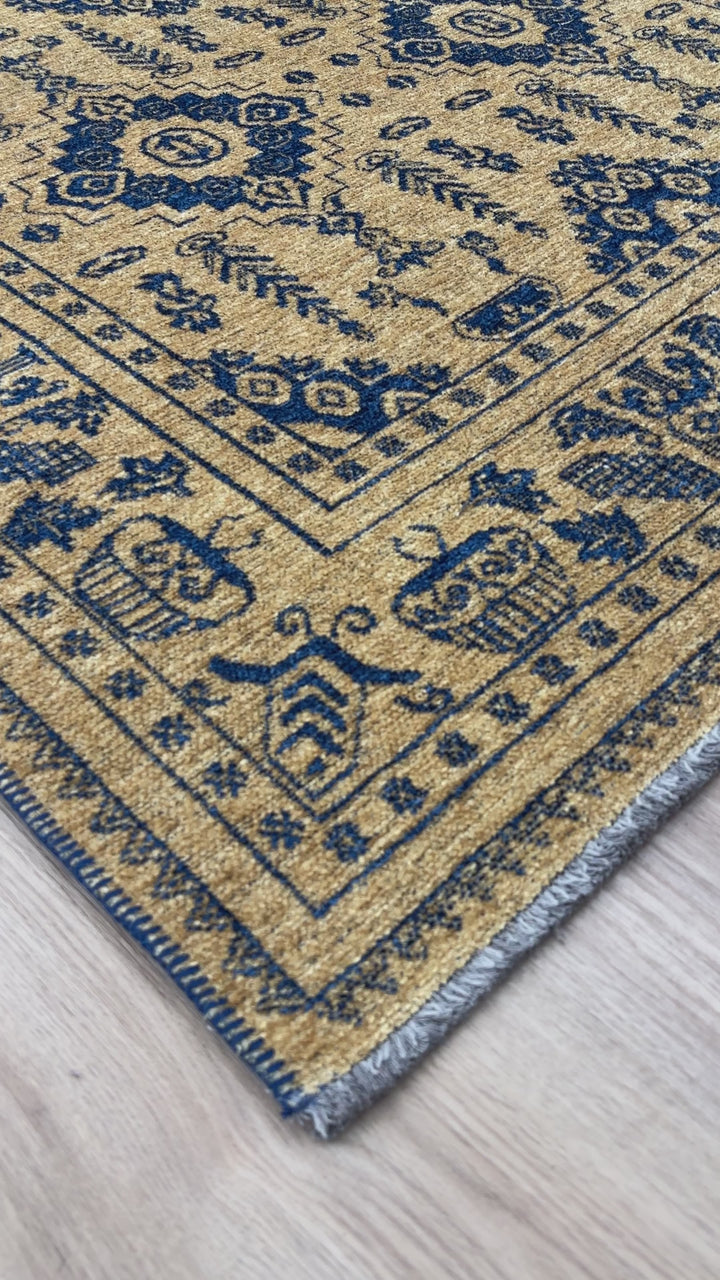 Vintage Gold Royal Blue Washable Area Rugs