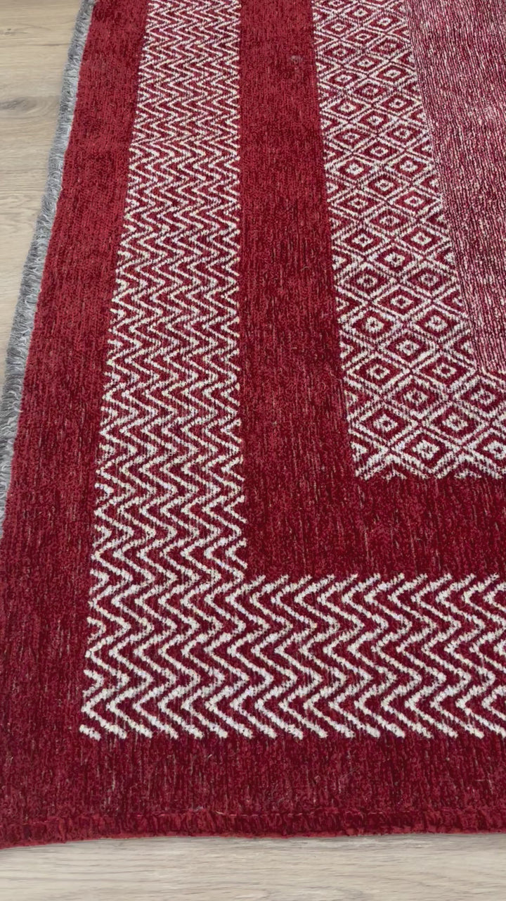 Scandinavian Red Burgundy Washable Area Rugs