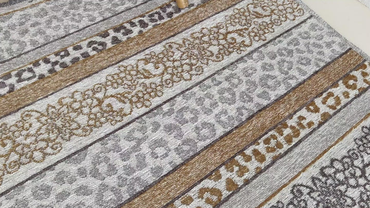 Eclectic Amber Gold Gray Washable Area Rugs