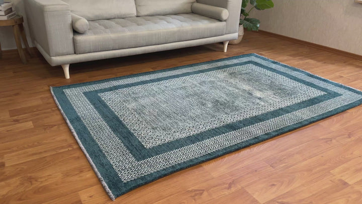 Scandinavian Petrol Blue Washable Area Rugs