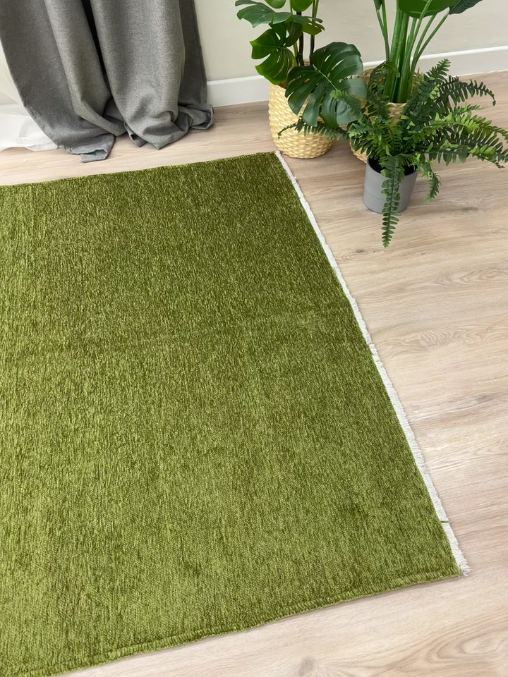 Solid Green Washable Area Rugs