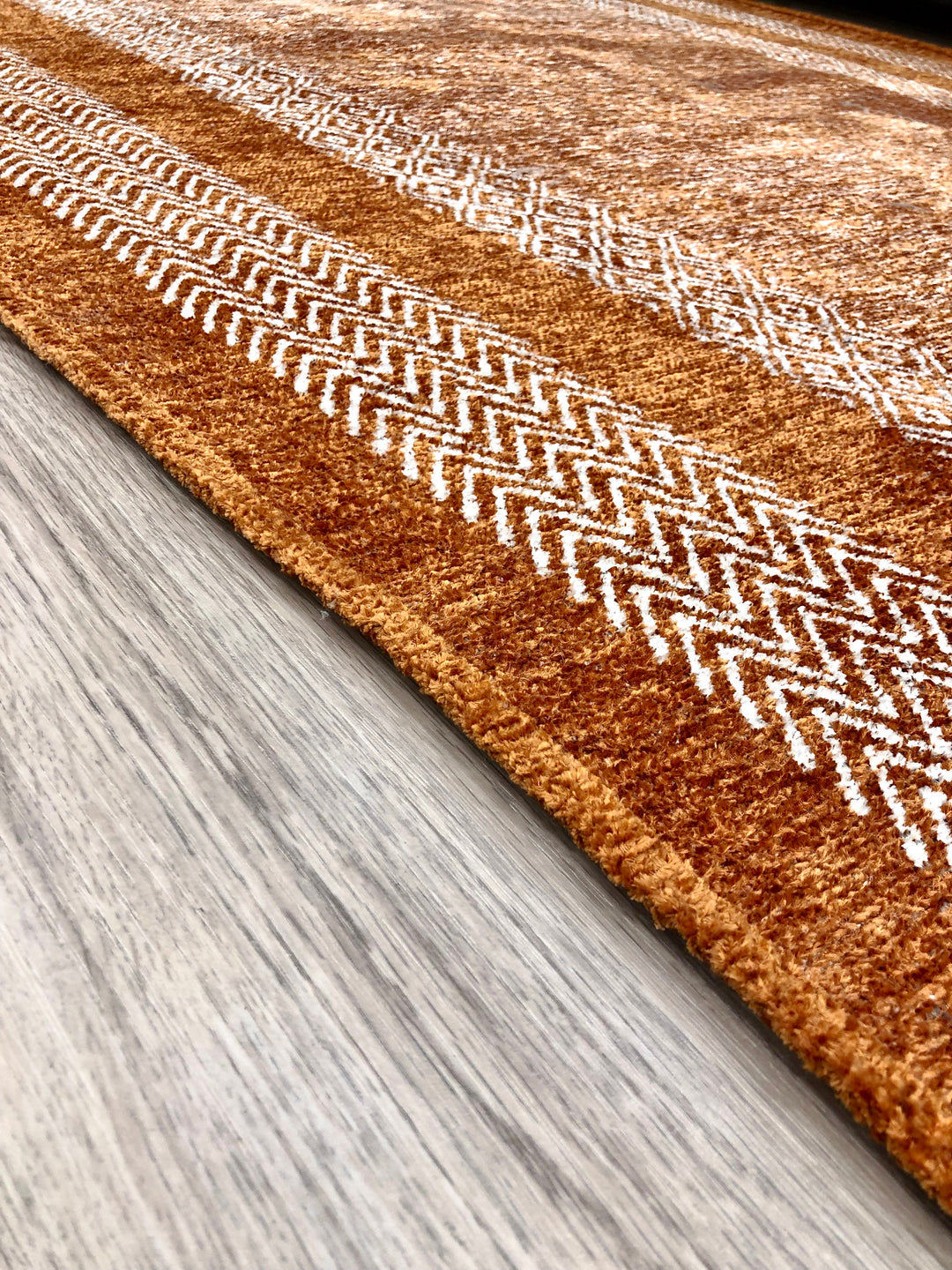 Scandinavian Burnt Orange Washable Area Rugs