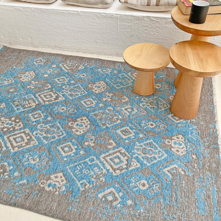 Blue Gray Rug, Washable Rug, Aesthetic Rug, Rugs for Living Room, Rugs for Bedroom, Laundry Rug, Modern Rug, Area Rugs, Boho Rug, Rug Runner