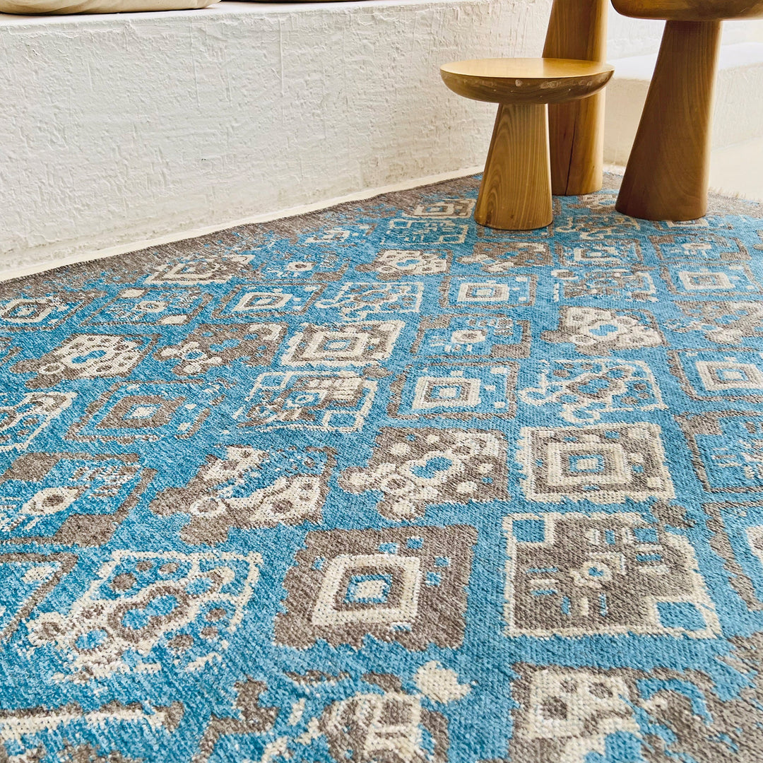 Blue Gray Rug, Washable Rug, Aesthetic Rug, Rugs for Living Room, Rugs for Bedroom, Laundry Rug, Modern Rug, Area Rugs, Boho Rug, Rug Runner