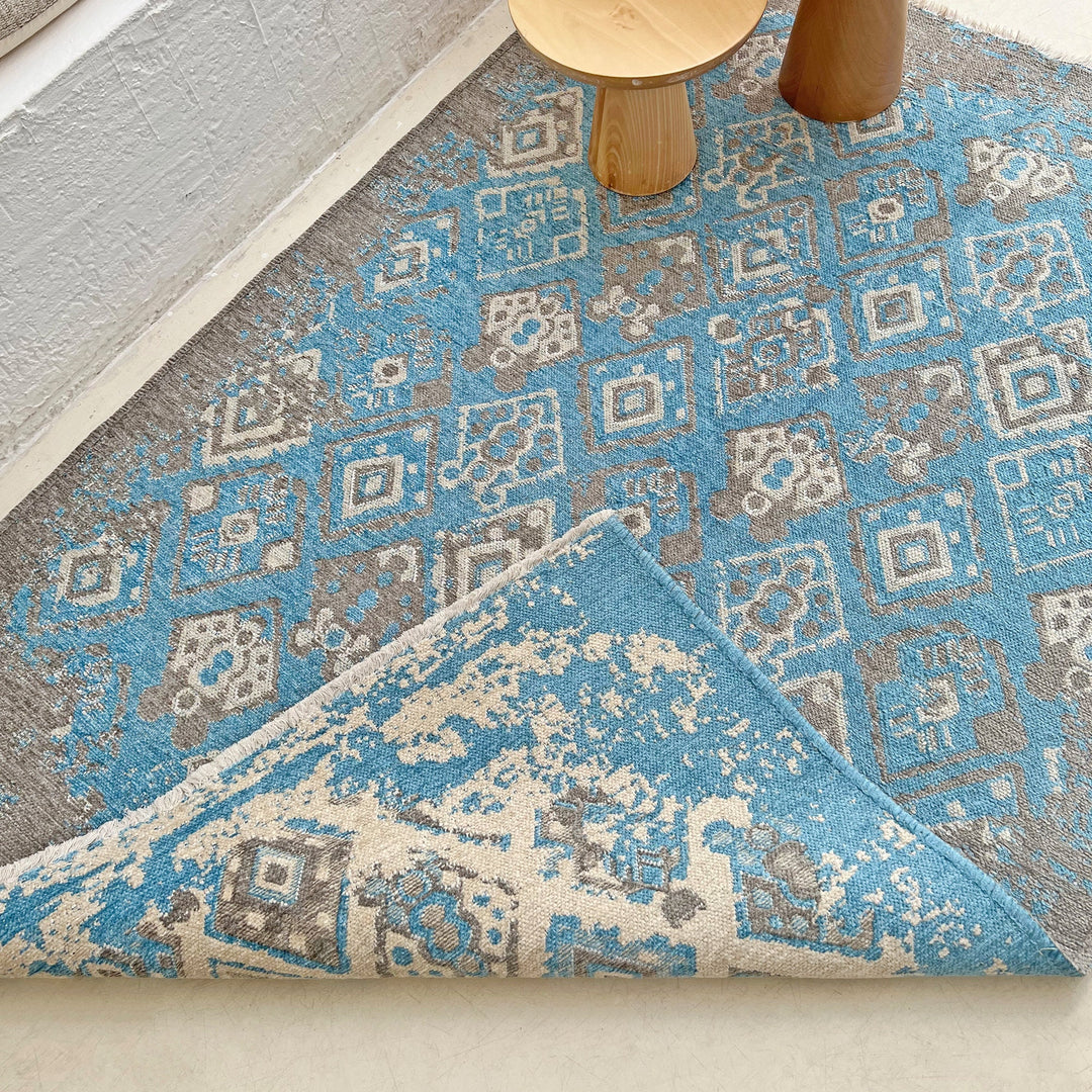 Blue Gray Rug, Washable Rug, Aesthetic Rug, Rugs for Living Room, Rugs for Bedroom, Laundry Rug, Modern Rug, Area Rugs, Boho Rug, Rug Runner