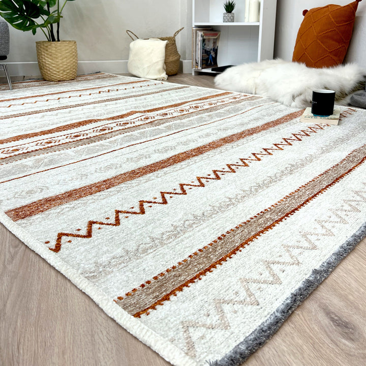 Eclectic Beige Terracotta Washable Area Rugs