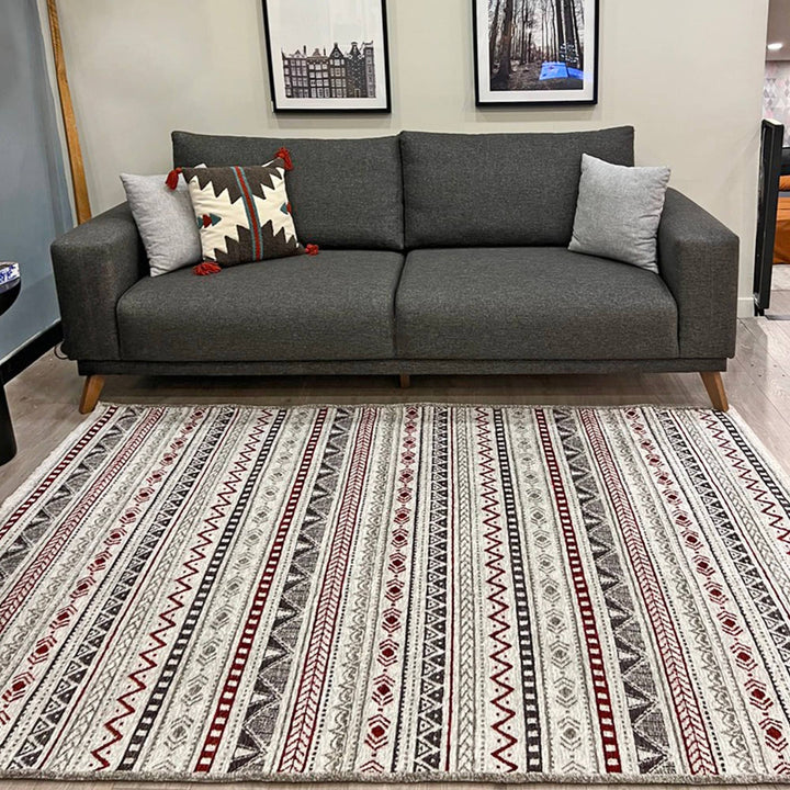 Burgundy Red Gray Rug, Large Area Rugs for Living Room Bedroom Kitchen Dining Room 8x10 5x7 Aesthetic Boho Decor Ethnic Eclectic Aztec