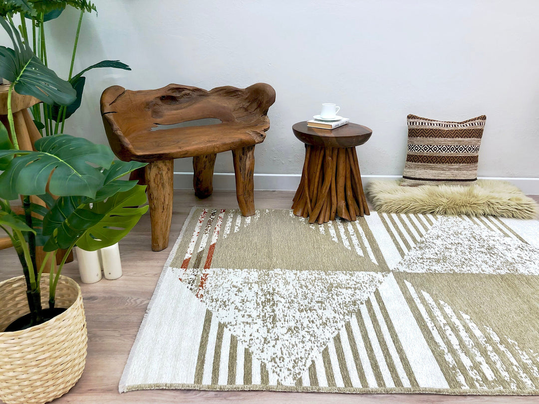 Beige White Rug, Geometric Reversible Large Area Rugs For Living Room Bedroom Kitchen Dining Nursery Beige White Decor Aesthetic Boho 8x10