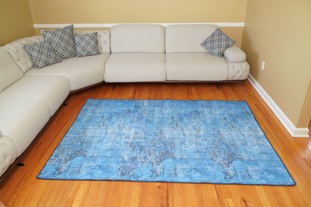 Abstract Blue Rug, Rugs for Living Room, Rugs for Bedroom, Modern Rug, Minimalist Rug, Cotton Rug, Soft Rug, Printed Rugs, Home Decor Rugs