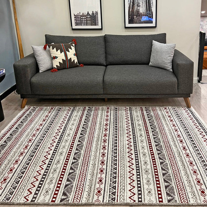 Burgundy Gray Rug, Large Area Rugs for Living Room Bedroom Kitchen Dining Room Aesthetic Boho Decor Eclectic Aztec Maya Red Gray Burgundy