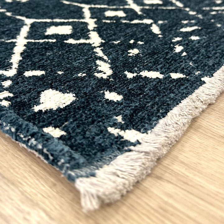 Blue White Cream Rug, Cotton Washable Reversible Rug, Large Area Rugs for Living Room Bedroom Kitchen Aesthetic Boho Eclectic Aztec Maya Rug