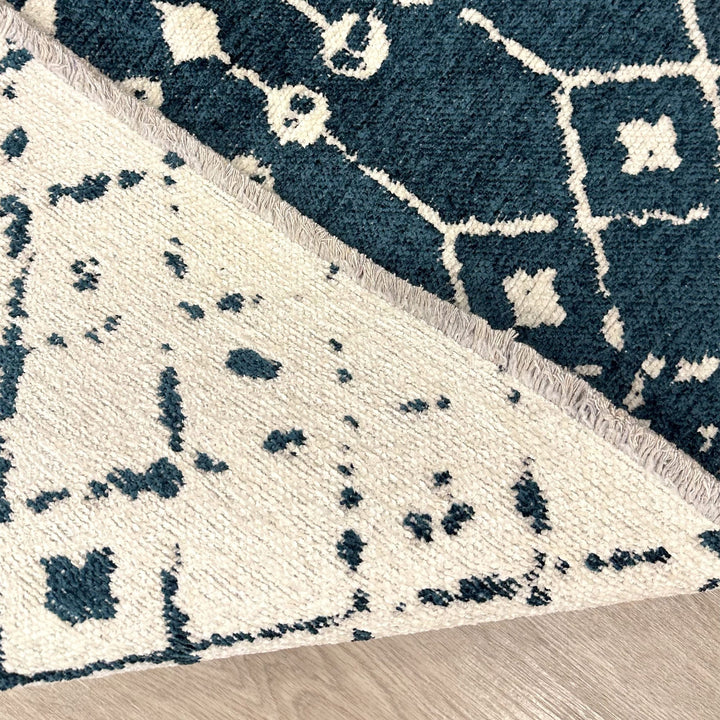 White Cream Blue Rug, Cotton Washable Reversible Rug, Large Area Rugs for Living Room Bedroom Kitchen Aesthetic Boho Decor Eclectic 9x12 5x7