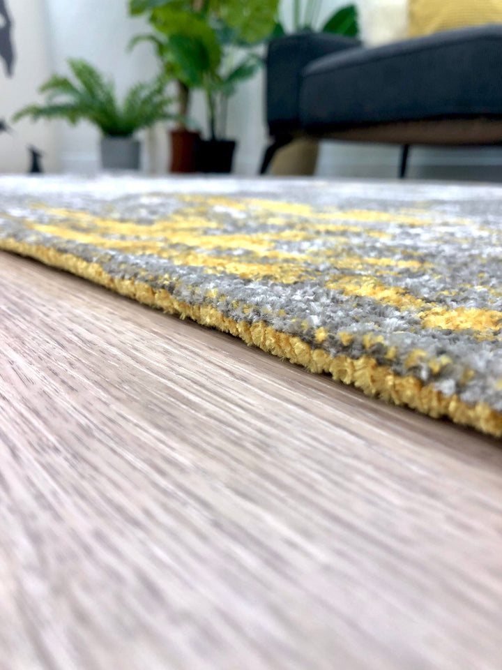 Abstract Grey Yellow Rug, Reversible Rug, Cotton Rug, Washable Rug, Easy Clean Pet Friendly Rug, Custom Rug, 8x10 Area Rugs, Gold Grey Rug