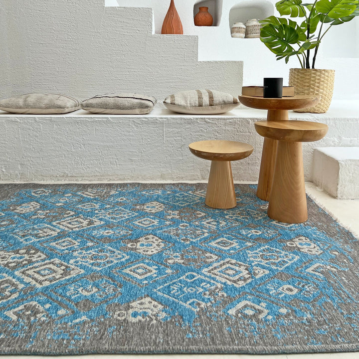 Blue Gray Rug, Washable Rug, Aesthetic Rug, Rugs for Living Room, Rugs for Bedroom, Laundry Rug, Modern Rug, Area Rugs, Boho Rug, Rug Runner