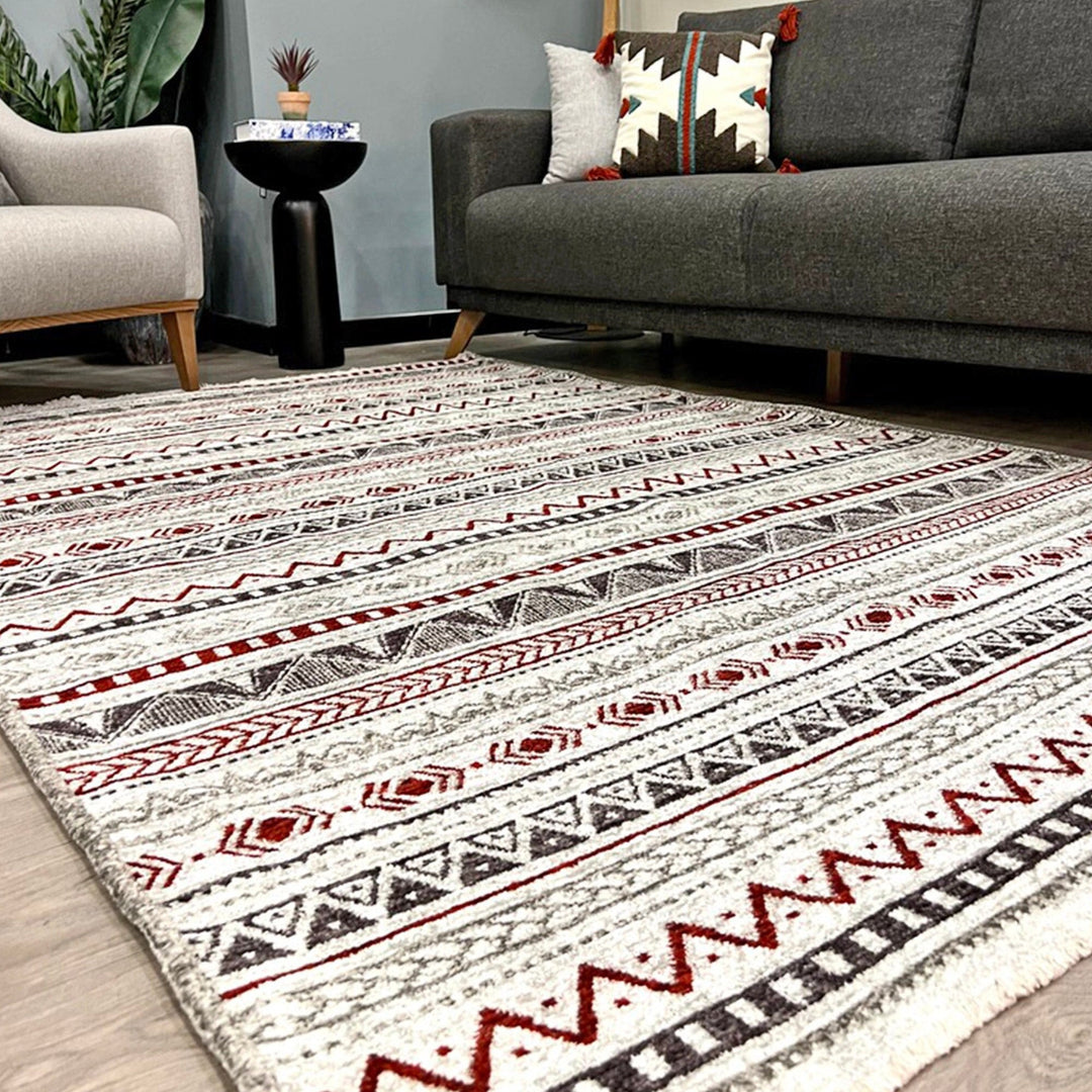 Burgundy Red Gray Rug, Large Area Rugs for Living Room Bedroom Kitchen Dining Room 8x10 5x7 Aesthetic Boho Decor Ethnic Eclectic Aztec