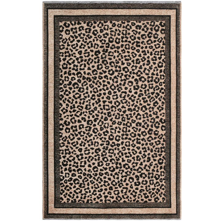 Alfa Rich Beige Black Leopard Cheetah Animal Pattern Washable Area Rugs