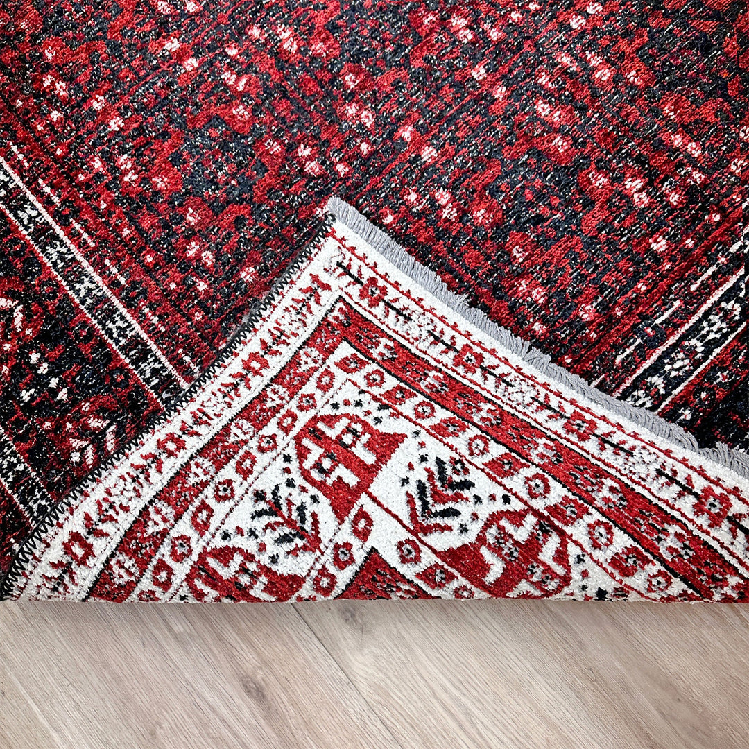 Red Black White Oushak Rug, Vintage Turkish Eclectic Floral Large Oversized Area Rugs for Living Room Bedroom Kitchen Dining Room Boho